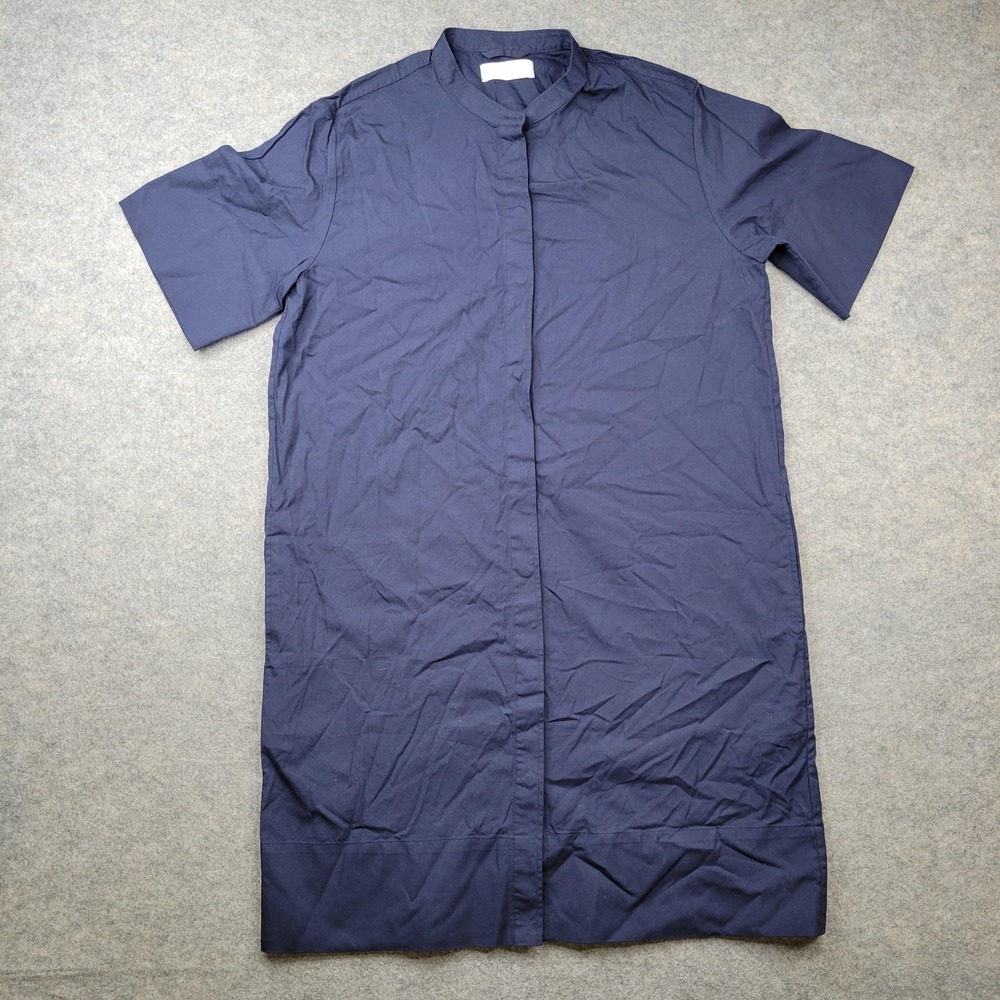 Everlane Dress Womens 8 Blue Short Sleeve Collared Shirt Dress‎ Knee Length
